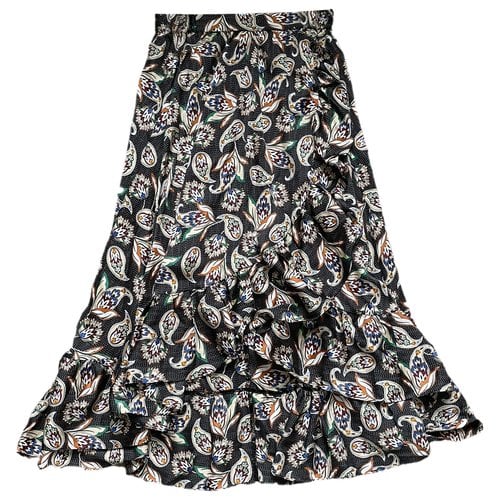 Pre-owned Maje Silk Mid-length Skirt In Black