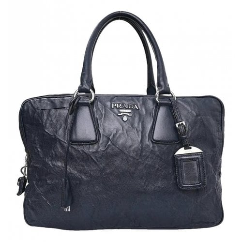 Pre-owned Prada Leather Handbag In Navy