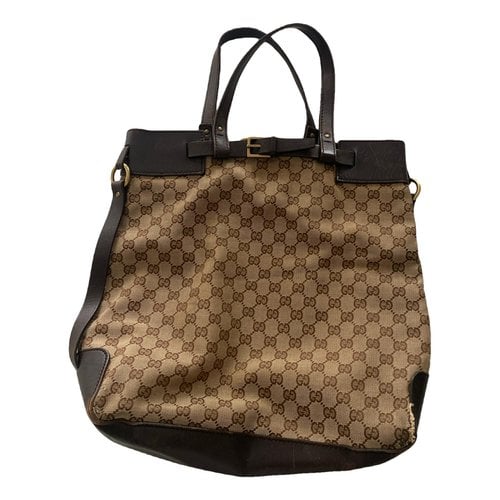 Pre-owned Gucci Cloth Tote In Brown