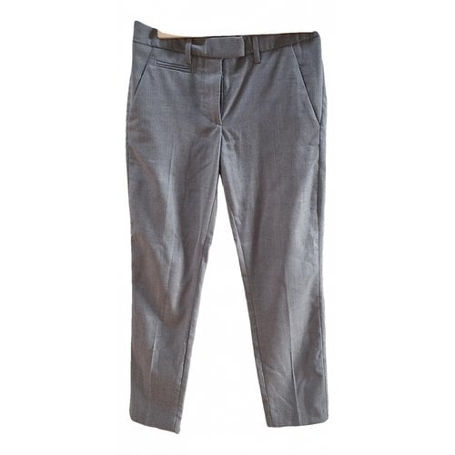 Pre-owned Dondup Wool Straight Pants In Grey