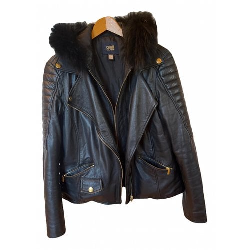 Pre-owned Class Cavalli Leather Jacket In Black