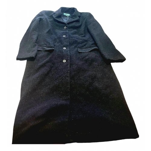 Pre-owned Lauren Ralph Lauren Wool Trench Coat In Black