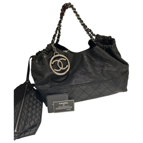 Pre-owned Chanel Coco Cabas Leather Tote In Black