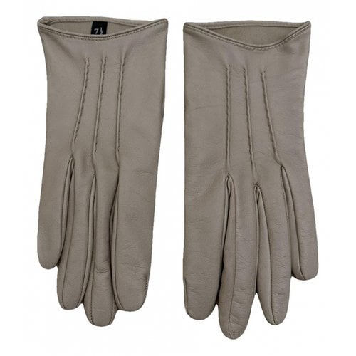 Pre-owned Miu Miu Leather Gloves In Beige
