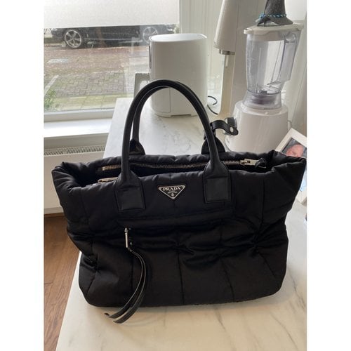 Pre-owned Prada Tessuto City Cloth Handbag In Black
