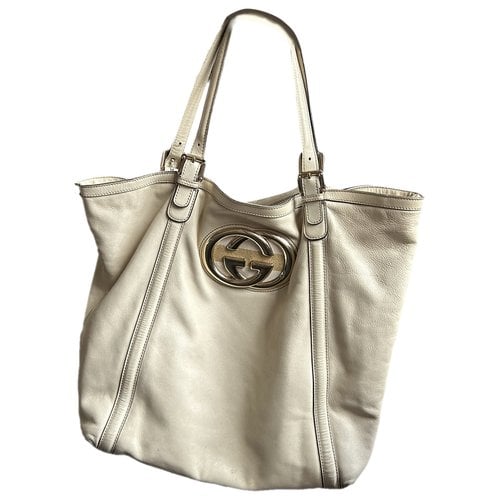 Pre-owned Gucci Leather Tote In White