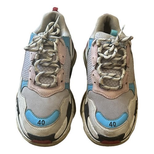 Pre-owned Balenciaga Triple S Cloth Low Trainers In Grey