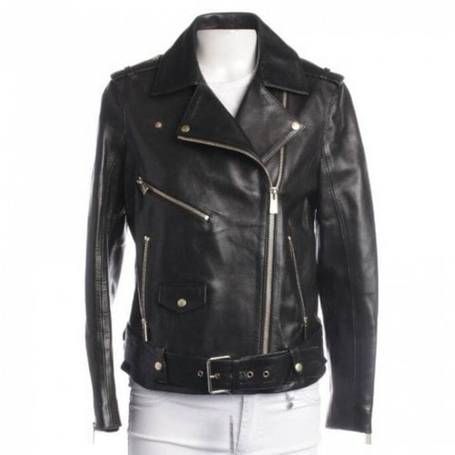 Pre-owned Anine Bing Leather Biker Jacket In Black