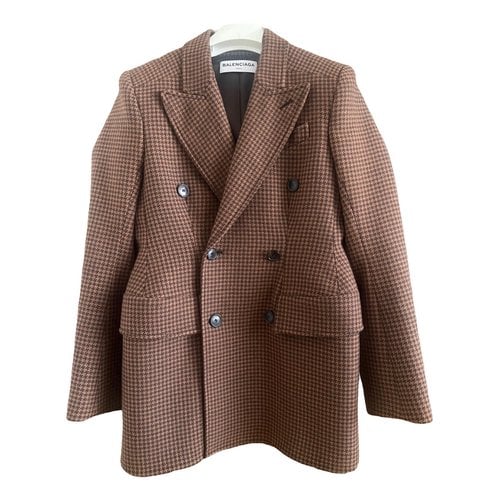 Pre-owned Balenciaga Hourglass Wool Blazer In Brown
