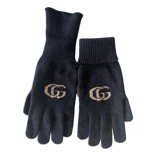 Pre-owned Gucci Cashmere Gloves In Navy