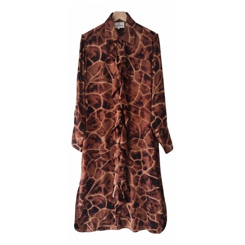 Pre-owned Karmamia Silk Mid-length Dress In Brown