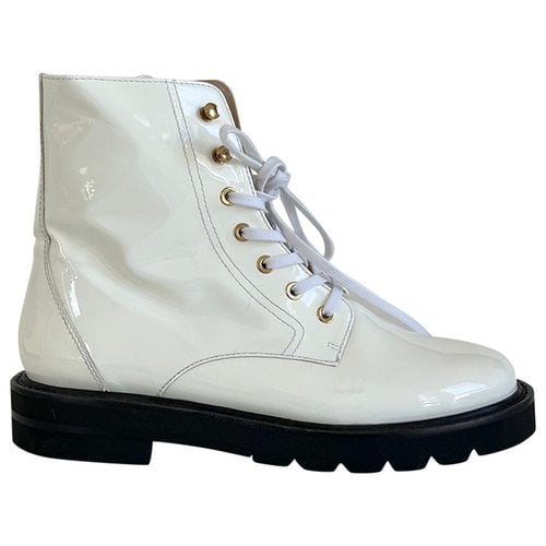 Pre-owned Stuart Weitzman Leather Boots In White