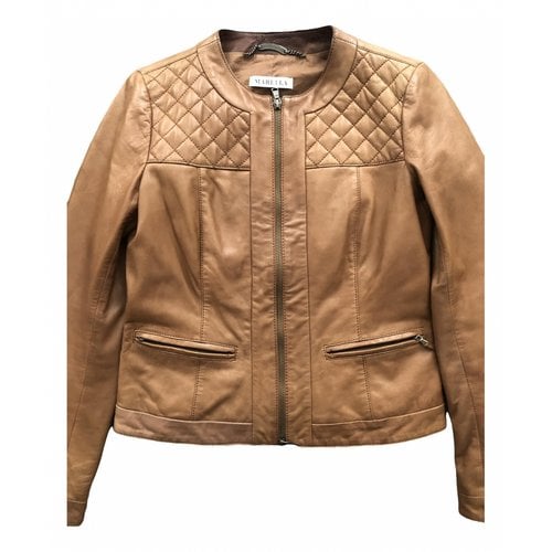 Pre-owned Marella Leather Jacket In Brown