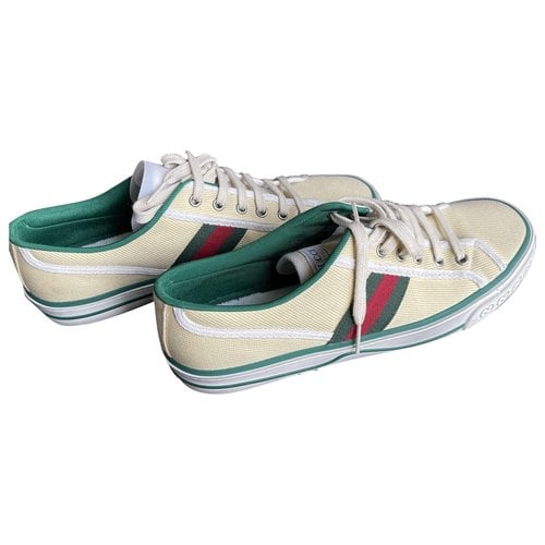 Pre-owned Gucci Cloth Lace Ups In White
