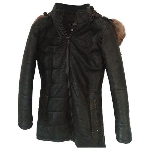 Pre-owned Prestige Leather Parka In Brown