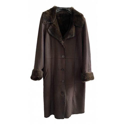 Pre-owned Gerard Darel Faux Fur Coat In Brown