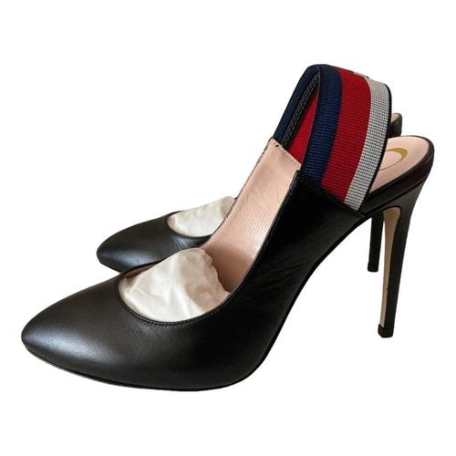 Pre-owned Gucci Sylvie Patent Leather Heels In Black