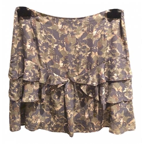 Pre-owned Ikks Silk Mid-length Skirt In Khaki