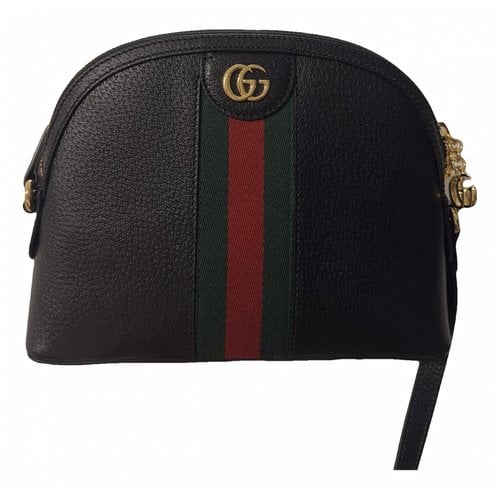 Pre-owned Gucci Ophidia Leather Clutch Bag In Black