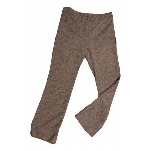 Pre-owned Moschino Wool Straight Pants In Grey