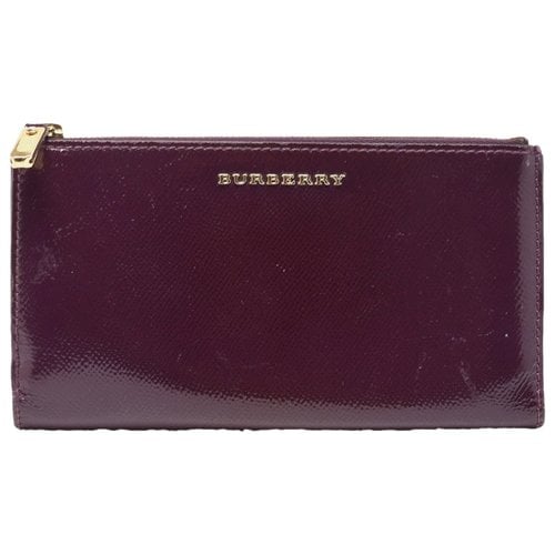 Pre-owned Burberry Patent Leather Wallet In Purple