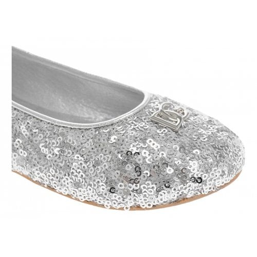 Pre-owned Dolce & Gabbana Leather Ballet Flats In Silver