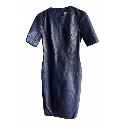 Pre-owned Rebecca Vallance Leather Mid-length Dress In Blue
