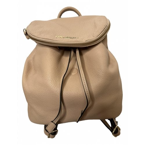 Pre-owned Karl Lagerfeld Leather Backpack In Beige