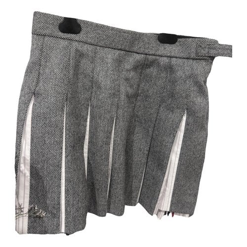Pre-owned Thom Browne Tweed Mini Skirt In Grey