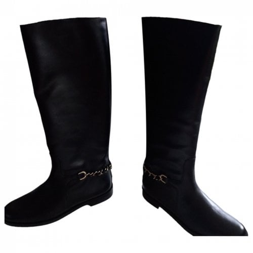 Pre-owned Paule Ka Leather Riding Boots In Black