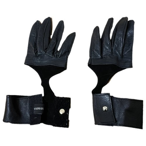Pre-owned Emporio Armani Leather Gloves In Black
