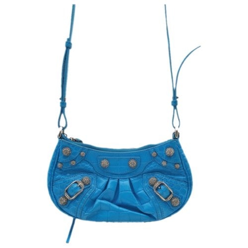 Pre-owned Balenciaga Le Cagole Leather Handbag In Blue