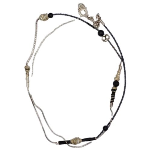 Pre-owned Christian Lacroix Silver Gilt Long Necklace In Black