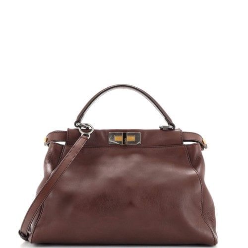 Pre-owned Fendi Leather Handbag In Brown