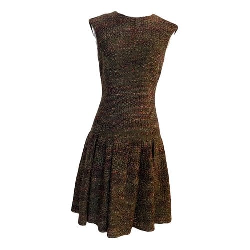 Pre-owned Carolina Herrera Wool Mid-length Dress In Khaki