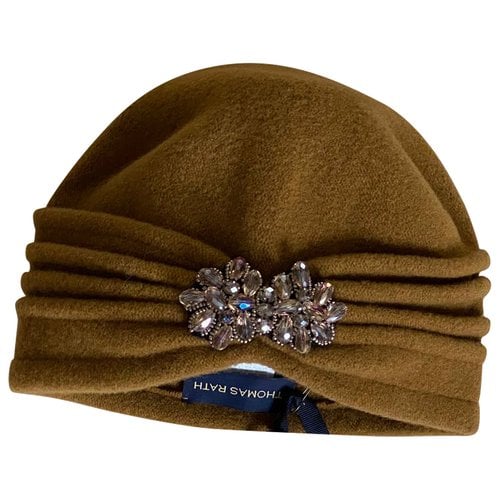 Pre-owned Thomas Rath Wool Beret In Gold