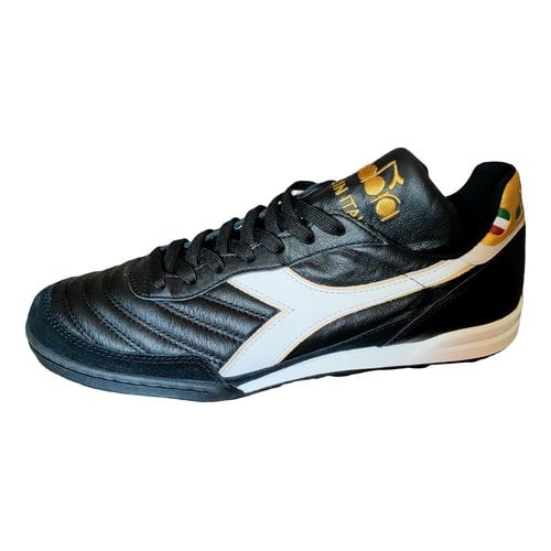 Pre-owned Diadora Leather Low Trainers In Black