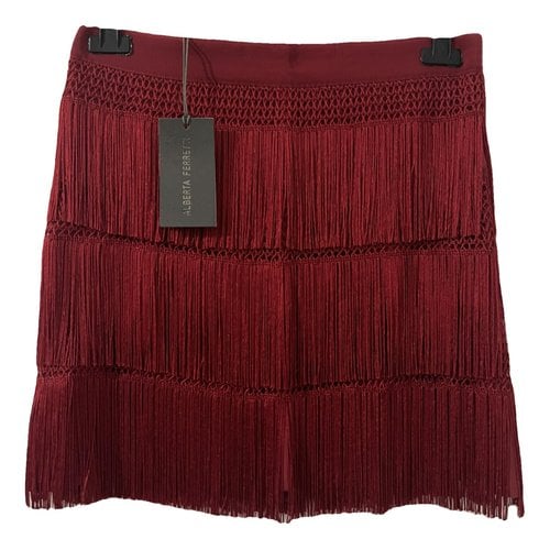 Pre-owned Alberta Ferretti Silk Mini Skirt In Red