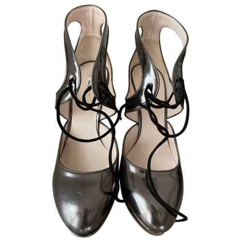 Pre-owned Miu Miu Patent Leather Heels In Anthracite
