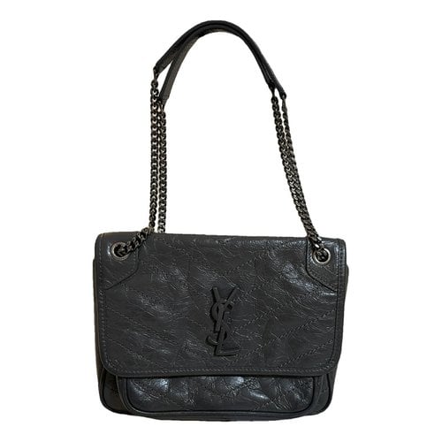 Pre-owned Saint Laurent Leather Handbag In Grey