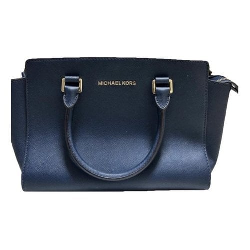 Pre-owned Michael Kors Selma Leather Crossbody Bag In Blue