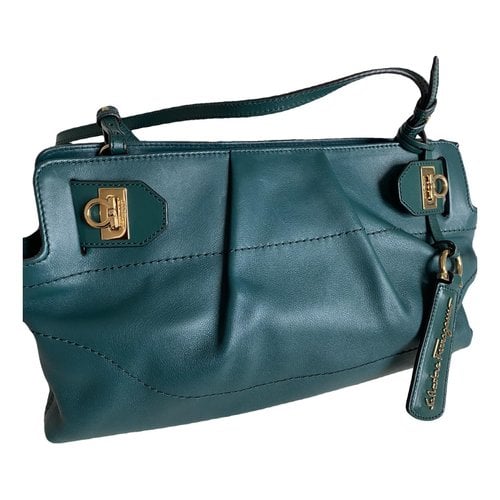 Pre-owned Ferragamo Leather Handbag In Green
