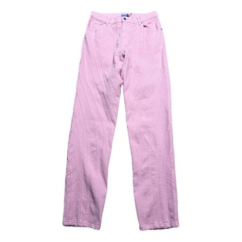 Pre-owned Mugler Straight Jeans In Pink