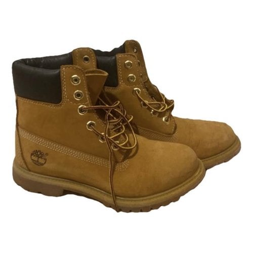 Pre-owned Timberland Leather Ankle Boots In Yellow