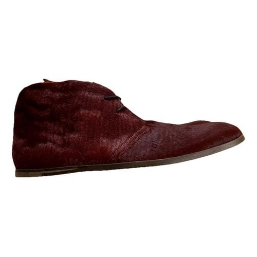 Pre-owned Opening Ceremony Pony-style Calfskin Boots In Burgundy