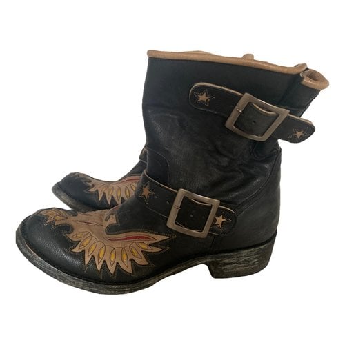 Pre-owned Old Gringo Leather Biker Boots In Black