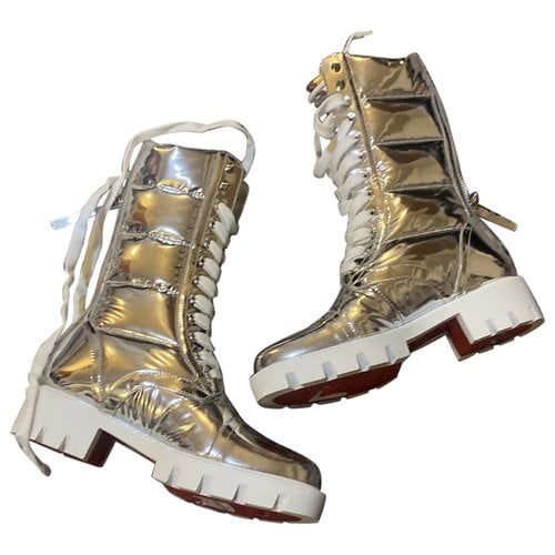 Pre-owned Christian Louboutin Leather Boots In Silver