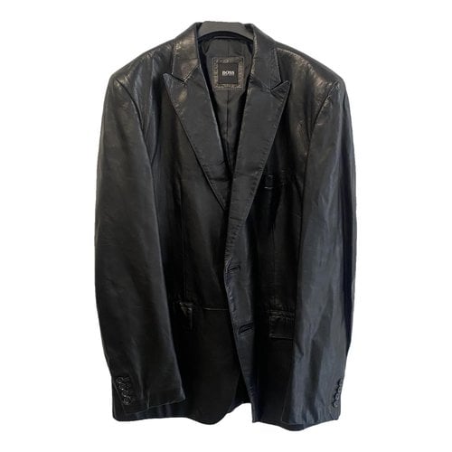 Pre-owned Hugo Boss Leather Vest In Black