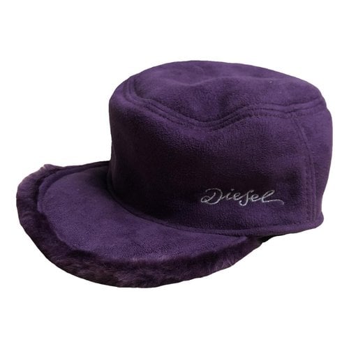 Pre-owned Diesel Faux Fur Cap In Purple