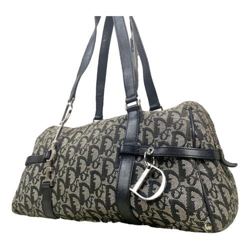 Pre-owned Dior Saddle Bowler Cloth Handbag In Navy